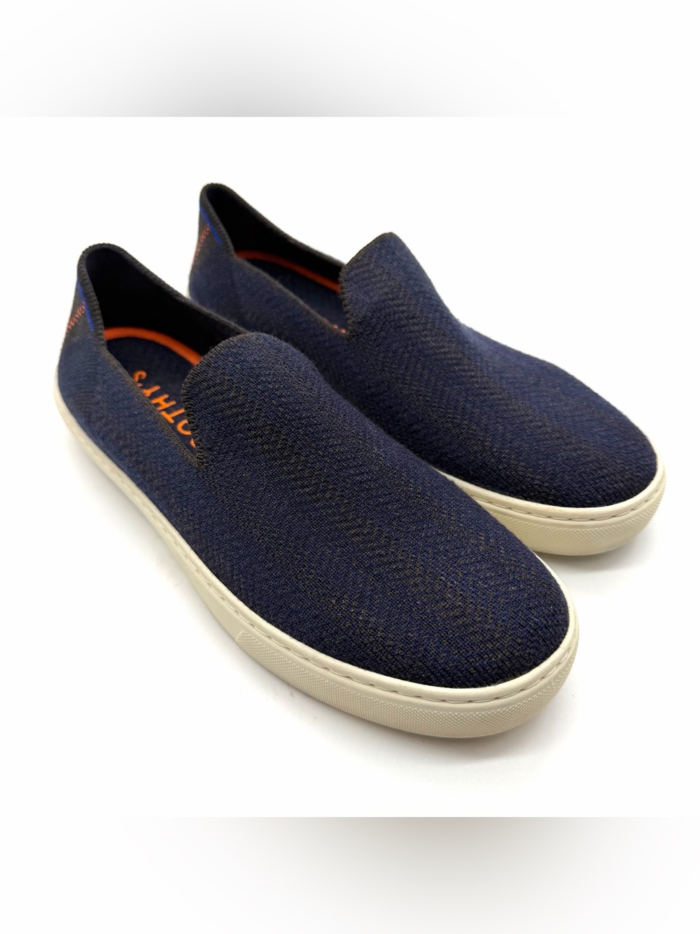 Rothy's The Original‎ Slip On Sneaker Women Size 7.5 Blue Orange Knit Comfort